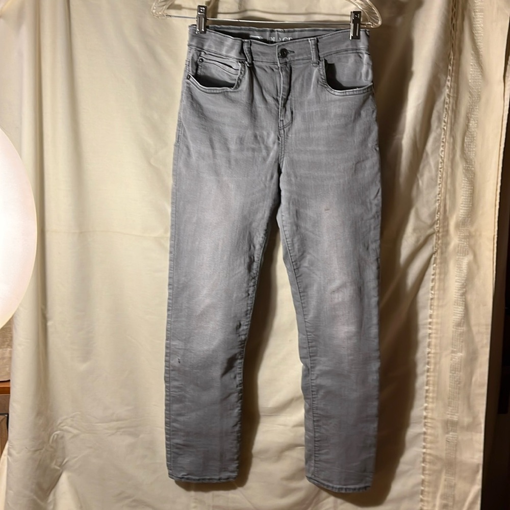 Place Girls' Straight Stretch Medium Gray 5 pocket Jeans Size 14